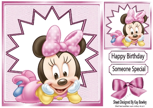 Lovely Minnie Mouse 8x8 Card Front (Pink)