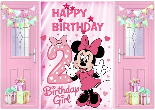 Pink Gatefold With Balloons & Minnie Mouse (2ND BIRTHDAY)