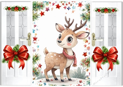 Christmas Gatefold With A Pretty Deer (TWO)