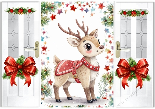 Christmas Gatefold With A Pretty Deer (THREE)
