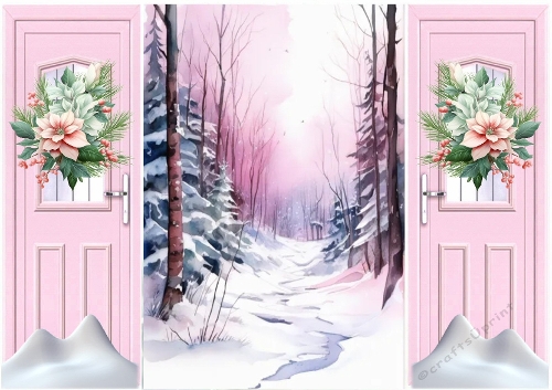 Pink Fantasy Christmas Wood Scene Gatefold (ONE)