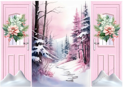 Pink Fantasy Christmas Wood Scene Gatefold (TWO)