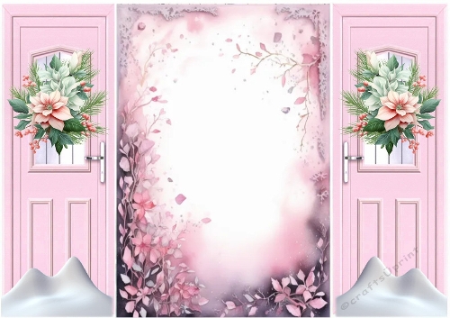 Pink Fantasy Christmas Wood Scene Gatefold (THREE)