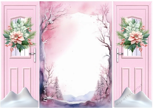 Pink Fantasy Christmas Wood Scene Gatefold (FOUR)