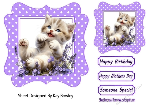 Cute Kitten Playing Purple Polkadot 7X7 Frame (THREE)