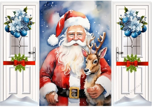 Lovely Santa With Deer, Christmas A5 Gatefold (ONE)