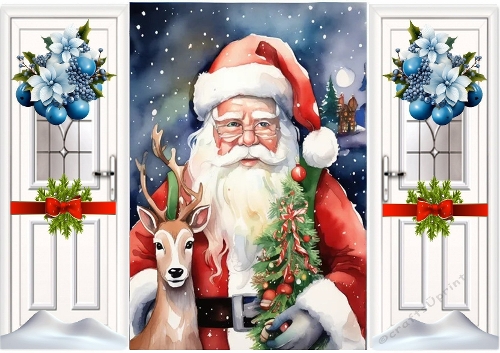 Lovely Santa With Deer, Christmas A5 Gatefold (TWO)