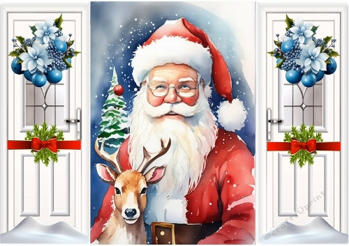 Lovely Santa With Deer, Christmas A5 Gatefold (FOUR)