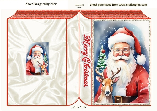 Lovely Santa With Deer, Christmas A5 FOLDED BOOK (ONE)
