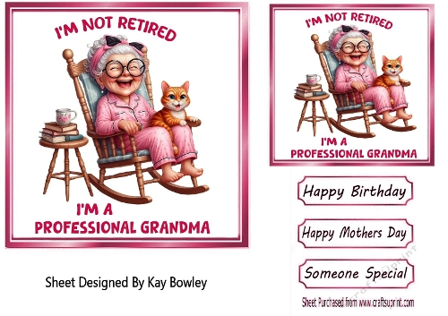 Grandma With Humour In The Pink 7X7 Topper (ONE)