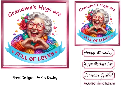 Grandma With Humour In The Pink 7X7 Topper (THREE)