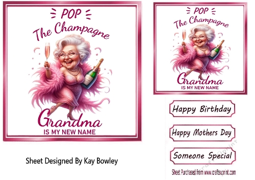 Grandma With Humour In The Pink 7X7 Topper (SIX)