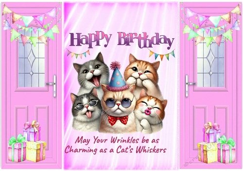 Lovely Cat & Friends Humour A5 Pink Gatefold 