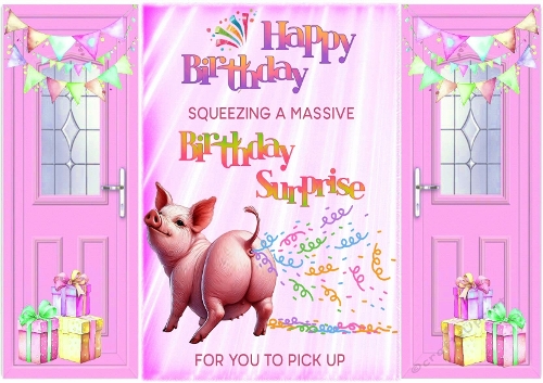 Fun Humour With A Pig A5 Pink Gatefold For Birthday