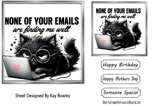 Black Cat With Humour  Laptop 7X7 Topper/Card Front