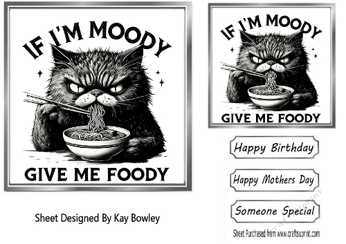 Black Moody Cat With Humour  Laptop 7X7 Topper/Card Front