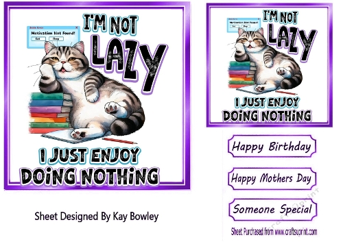 Funny Cat With Humour 7X7 Purple Topper/Card Front
