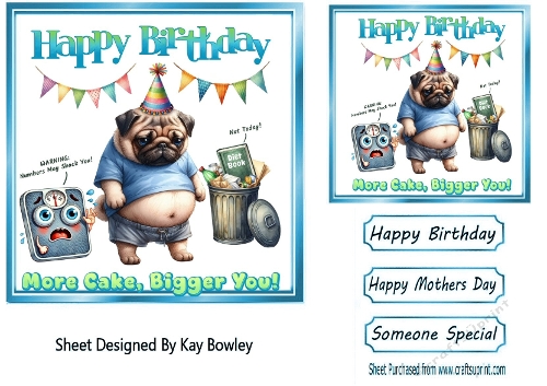 Funny Dog With Humour 7X7 Blue Topper/Card Front (CAPTION)