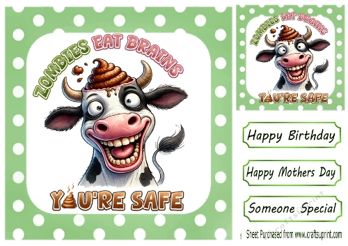 Green 8x8 Polkadot Frame With Cow With Humour (ONE)