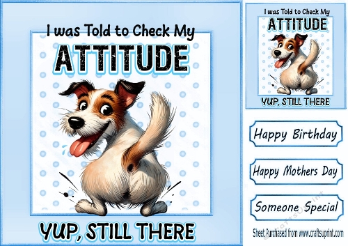 Blue 8x8 Polkadot Frame With A Dog With Funny Humour (SIX)