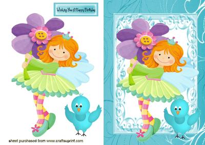 Little Rainbow Faereie with Blue Bird