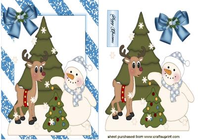 Little Cute Reindeer & Snowman