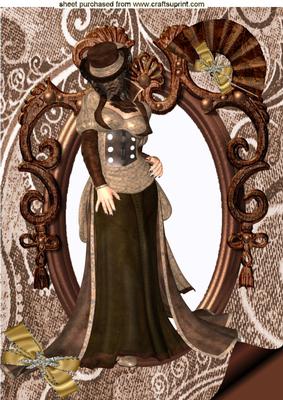 Elegant Vintage Lady in a Brown Gown A4 Topper
