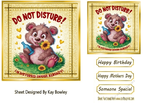 Gold Denim 7x7 Topper/Card Front With Animal Humour (FOUR)
