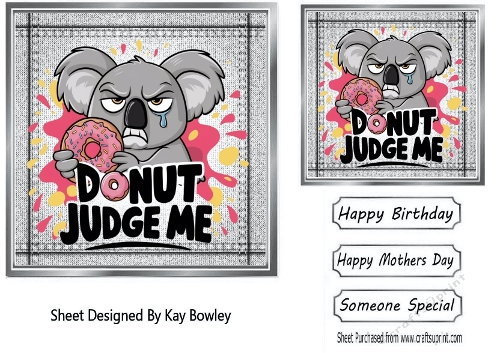Silver Denim 7x7 Topper/Card Front With Animal Humour (FIVE)