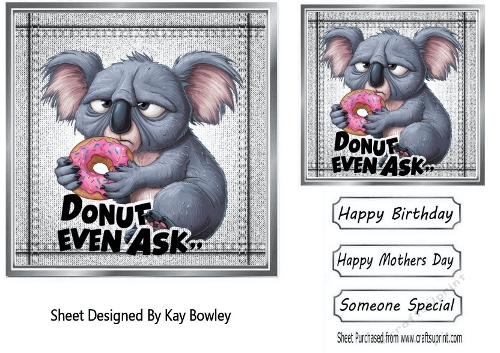 Silver Denim 7x7 Topper/Card Front With Animal Humour (SIX)