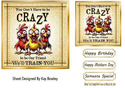 Gold Denim 7x7 Topper/Card Front With Animal Humour (EIGHT)