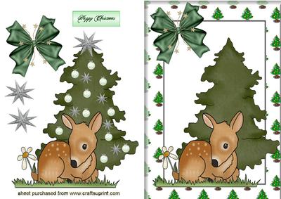 Little Deer with Christmas Tree