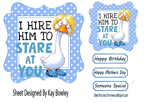 Blue Polkadot 7x7 Topper/Card Front With Goose Humour (TWO)