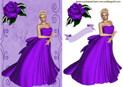 Pretty Lady in Purple Dress with Purple Rose