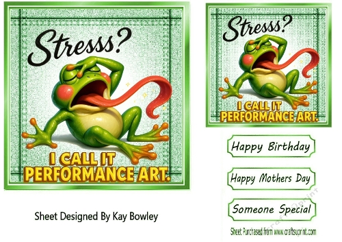 Gold Denim 7x7 Topper/Card Front With Frog Humour (ONE)