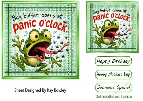 Gold Denim 7x7 Topper/Card Front With Frog Humour (FOUR)