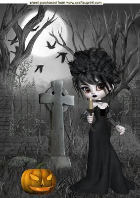 Gorgeous Gothic Lady in Black Dress A4 Topper