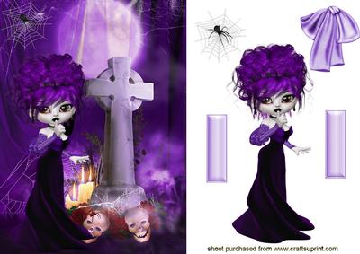 Gorgeous Gothic Lady in Purple Velvet Gown