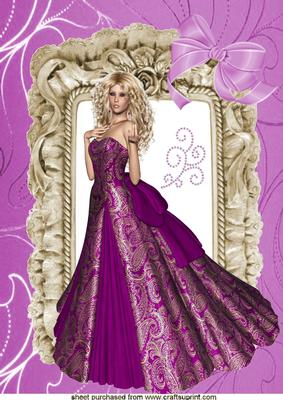 Gorgeous Lady in Pink/gold Gown A4 Topper