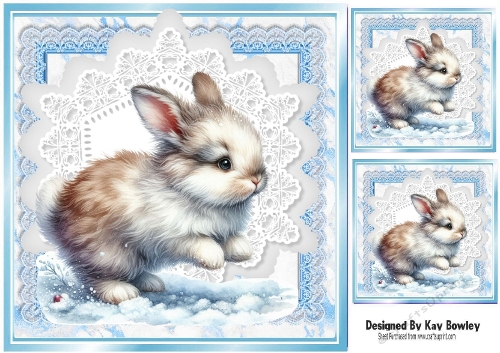 Lovely Christmas Animal On Blue Lace 8x8 (TWO)