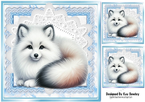 Lovely Christmas Animal On Blue Lace 8x8 (FOUR)