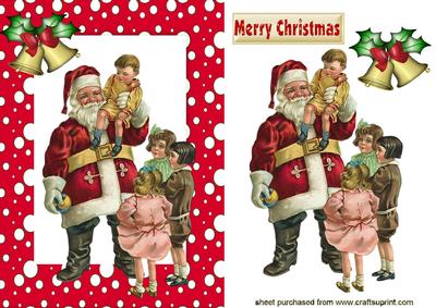Santa with the Children in a Snow Frame