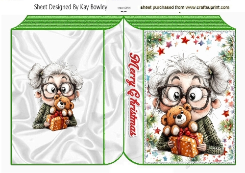 Lovely Gran With Christms Teddy Folded A5 Book (TWO)