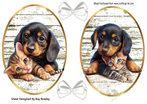 Cute Puppy/Kittens With Bows Toppers (SET TWO)