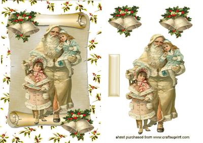 Vintage Santa with Children on a Scroll