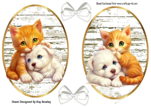 Cute Puppy/Kittens With Bows Toppers (SET THREE)