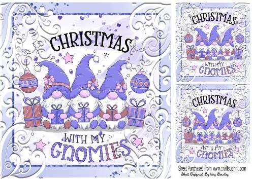 Christmas With My Gnomies Purple Scroll  8x8