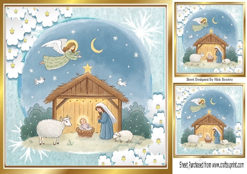 Pretty Christmas Nativity Scene 8x8 Card (ONE)