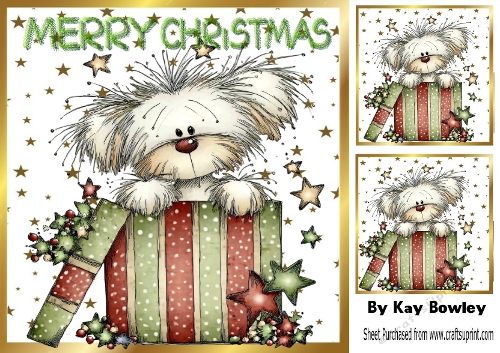 Cute Christmas Whimsical Puppy 8x8 (ONE)