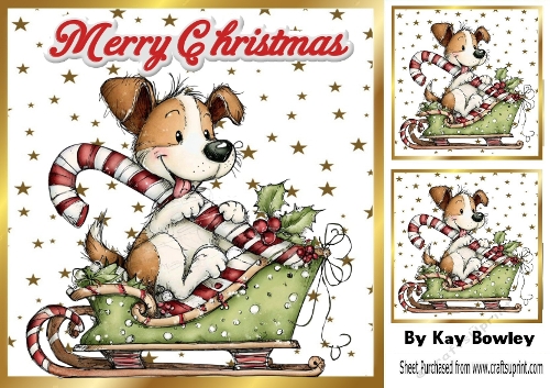 Cute Christmas Whimsical Puppy 8x8 (THREE)